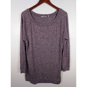 Athleta Top Womens Large Pose Burgundy Chianti Marl Heather Thumbholes 721605